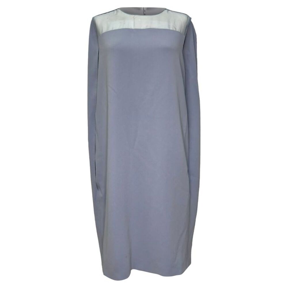 Max Mara Sospiro Cape Shift Dress In Light Blue Triacetate